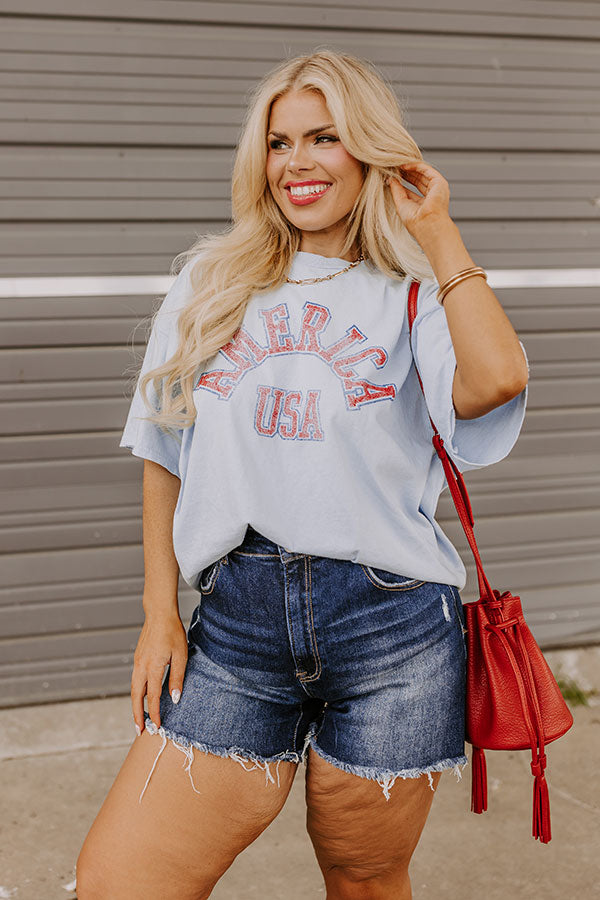 American USA Vintage Graphic Tee Curves