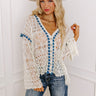 Boho Feeling Pointelle Knit Sweater in Cream Image - 1