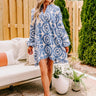 Sunday Market Embroidered Tunic Dress in Blue Image - 1