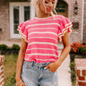 Sweet Charmer Knit Stripe Top in Pink Image - 1