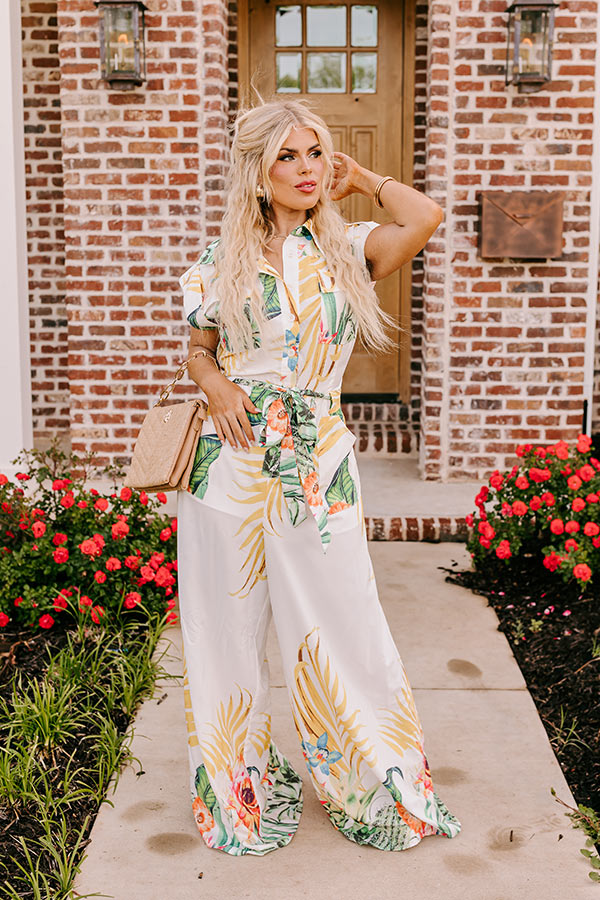 Tropical Tour Jumpsuit in White Curves