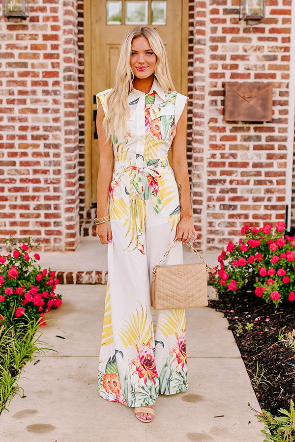 Tropical Tour Jumpsuit in White