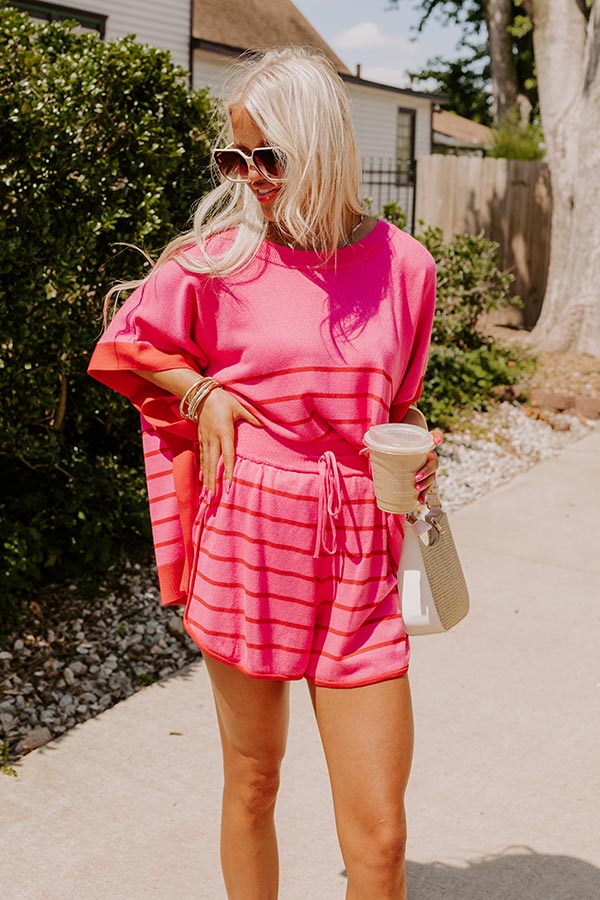 Dockside Cutie Knit Shorts in Pink Image - 3