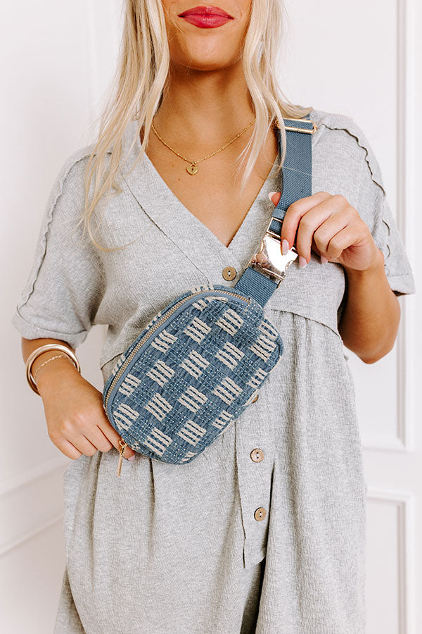 Statement Piece Woven Fanny Pack in Medium Wash Image - 2