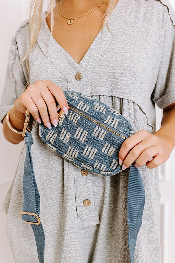 Statement Piece Woven Fanny Pack in Medium Wash Image - 1
