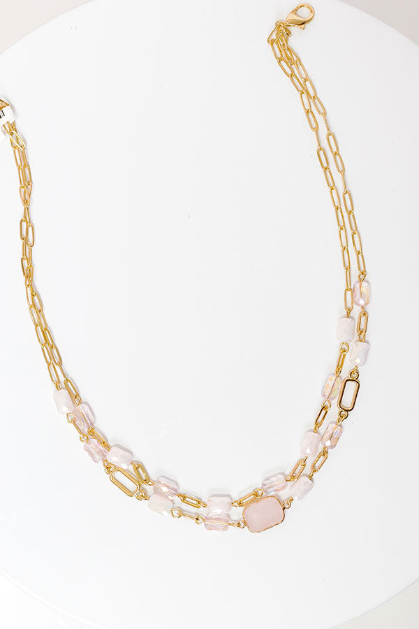 Glam Lifestyle Layered Necklace in Pink