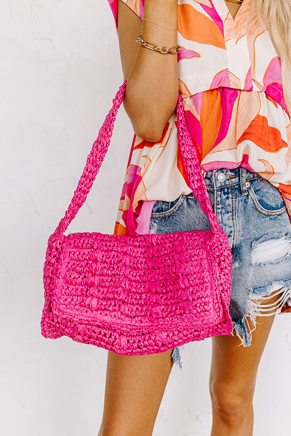 Sunny Days Ahead Woven Purse in Hot Pink