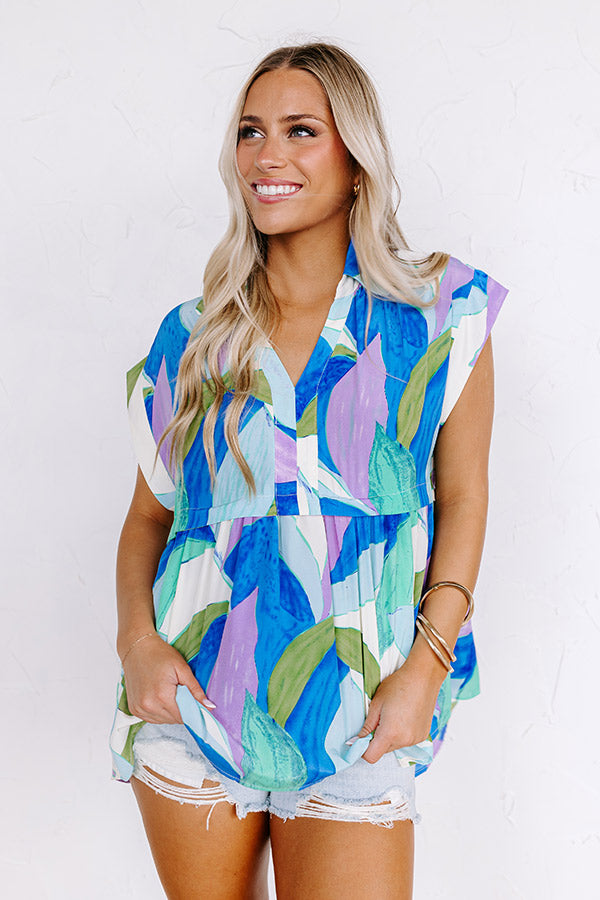 On The Brightside Shift Top in Royal Blue Image - 4