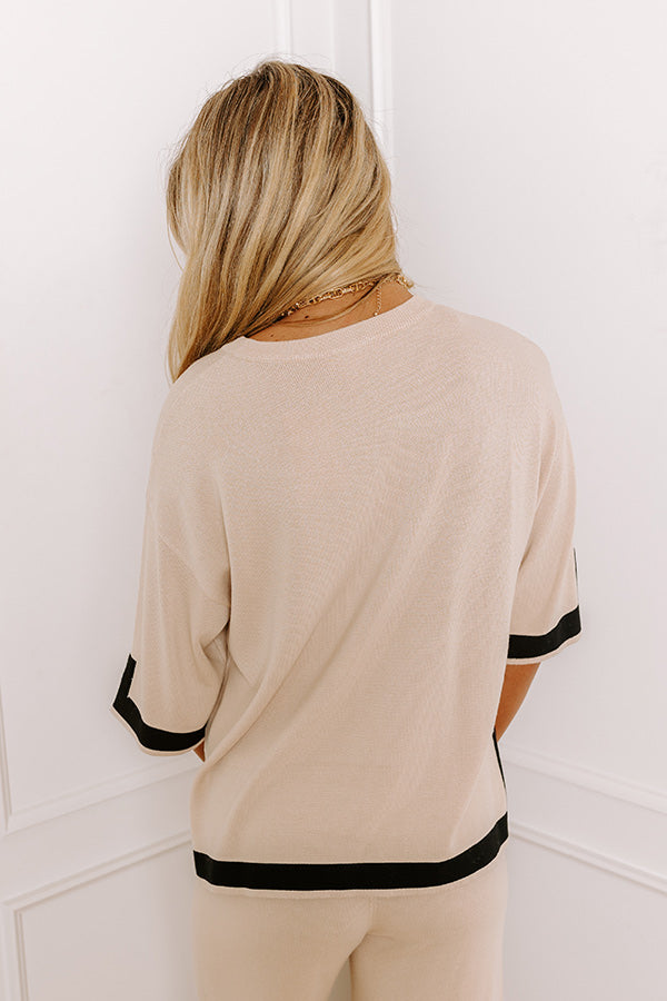 Uptown Cafe Knit Shift Top in Light Beige Image - 3