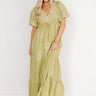 Venice Stroll Embroidered Maxi Dress in Chartreuse Image - 1