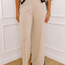 Uptown Cafe High Waist Knit Pants in Light Beige Image - 1