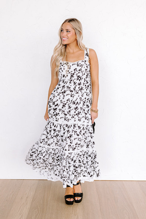 Southern Charm Floral Maxi Dress in White Image - 1