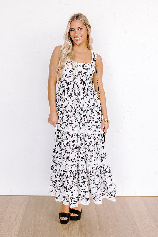 Southern Charm Floral Maxi Dress in White Image - 2