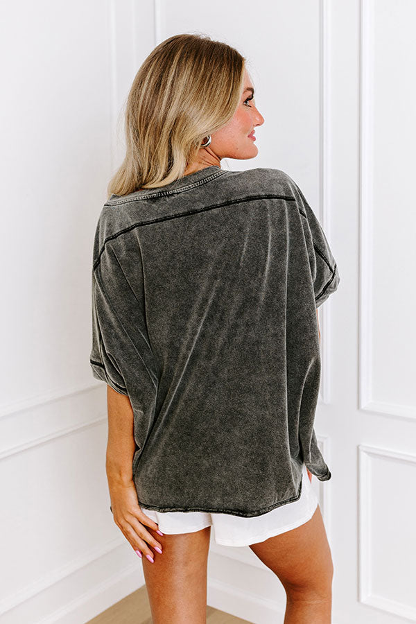 Effortless Vibes Mineral Wash Oversized Tee in Vintage Black Image - 4