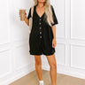 Comfy Chic Button Down Romper in Black Image - 1