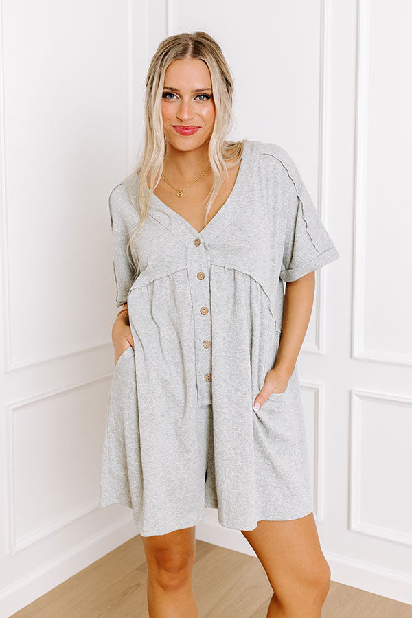 Comfy Chic Button Down Romper in Grey