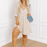 Comfy Chic Button Down Romper in Beige Curves Image - 1