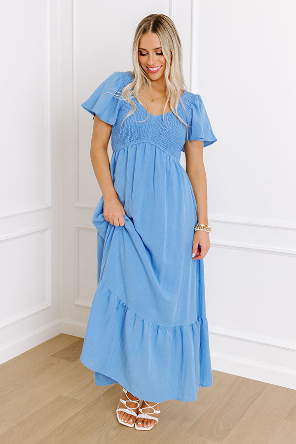 Sunny Smiles Smocked Maxi in Sky Blue Image - 3