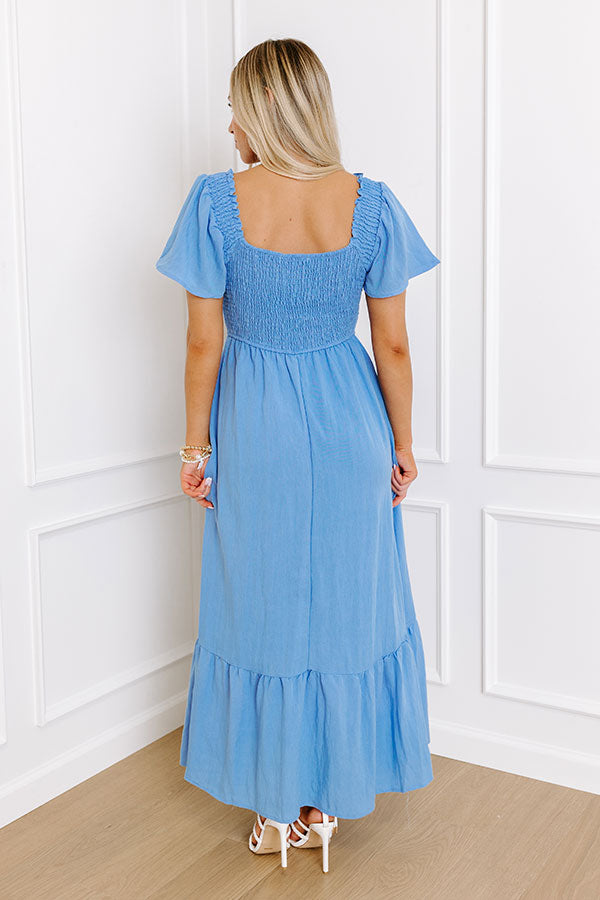 Sunny Smiles Smocked Maxi in Sky Blue Image - 5