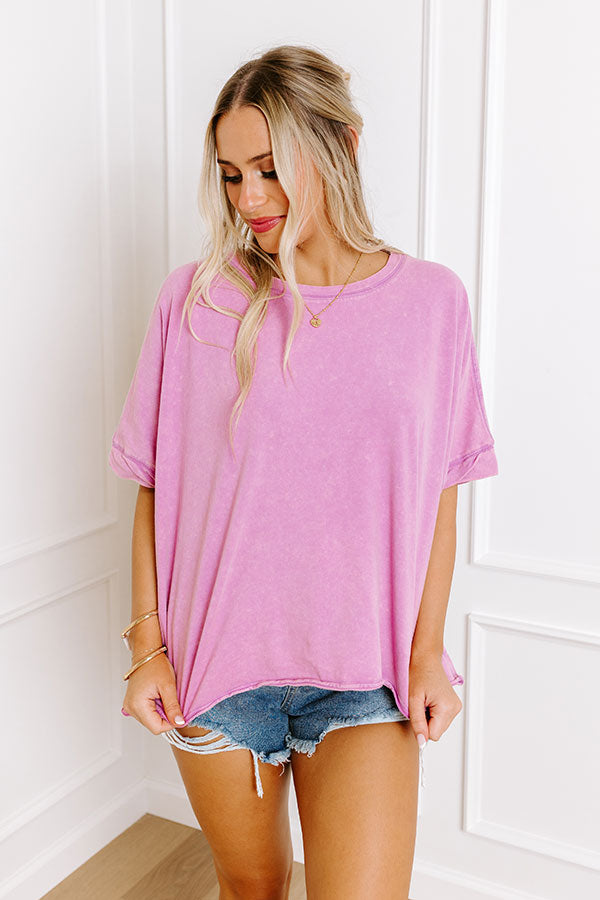 Effortless Vibes Mineral Wash Oversized Tee in Violet Image - 2
