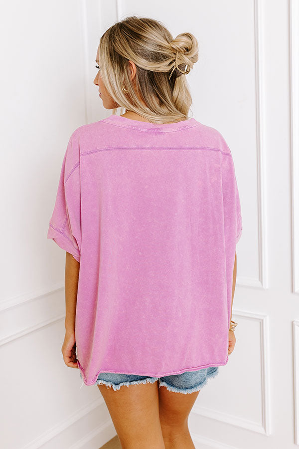 Effortless Vibes Mineral Wash Oversized Tee in Violet Image - 4