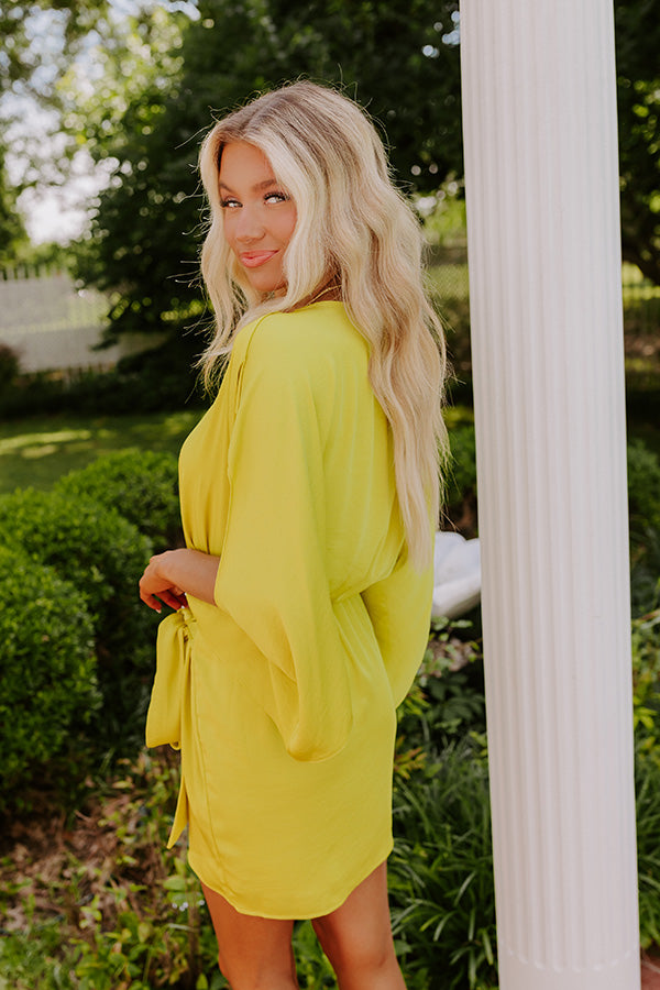 Summer Cocktail Party Mini Dress in Chartreuse Image - 4