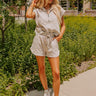 Oh So Chic Quilted Shorts in Warm Taupe Image - 1