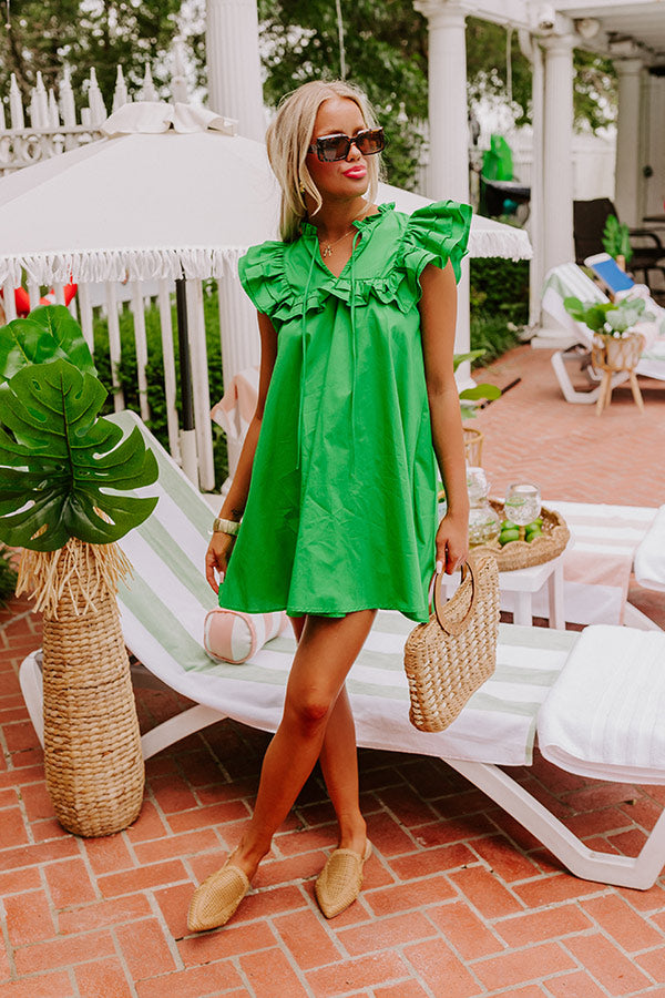 Pretty Chic Ruffle Mini Dress in Kelly Green