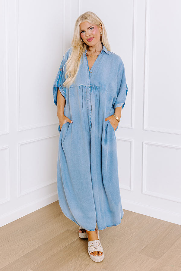 NYC Ready Chambray Maxi Dress Curves Image - 1
