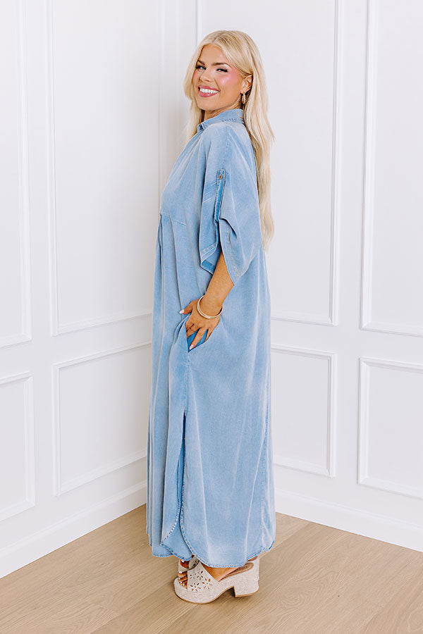 NYC Ready Chambray Maxi Dress Curves Image - 4