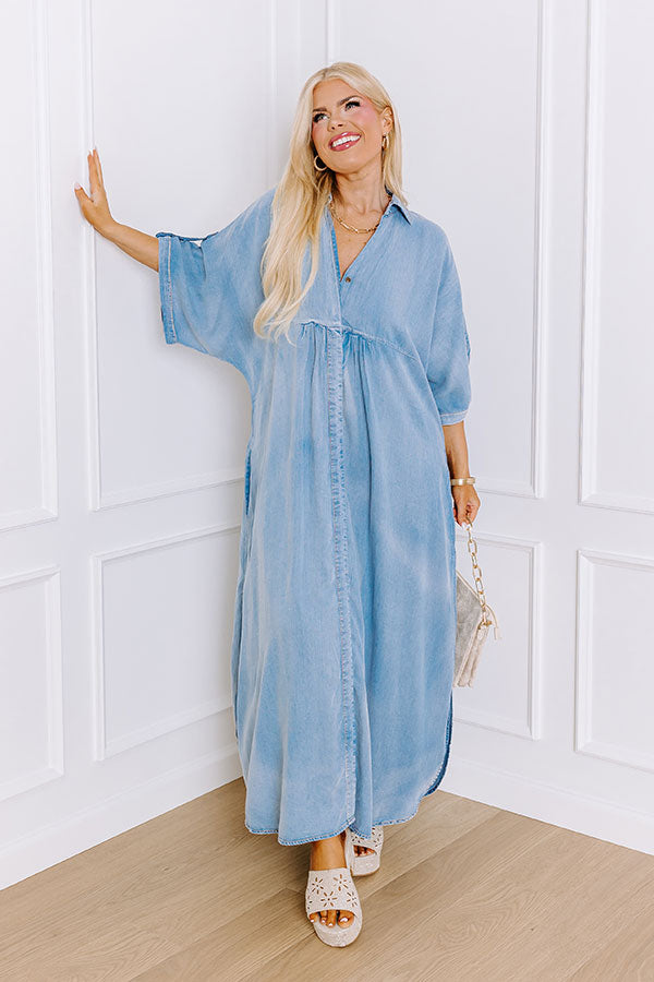 NYC Ready Chambray Maxi Dress Curves Image - 2