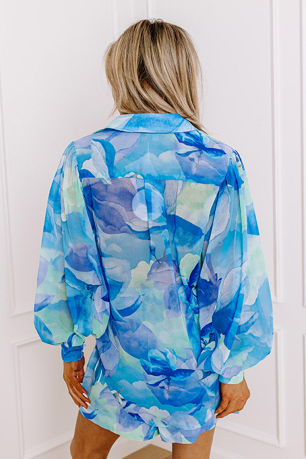 Oceanic Oasis Chiffon Button Up Image - 4