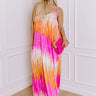 Bali Sunrise Satin Maxi Dress in Orange Curves Image - 1