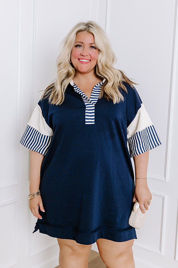 Dockside Meetup Mini Dress in Navy Curves Image - 3