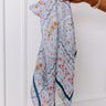 Garden Picnic Satin Scarf in Sky Blue Image - 1
