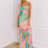 Sunset Sangria Satin Maxi Dress in Pink Image - 1
