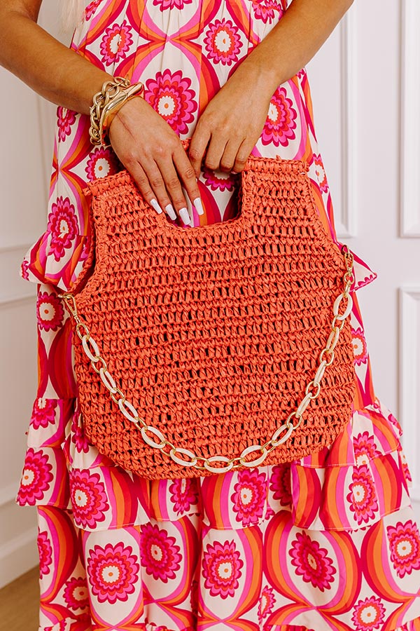Sunny Day Stroll Woven Tote in Tangerine Image - 1