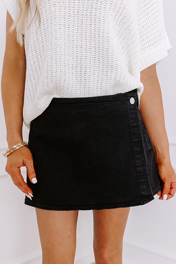 The Olivia Denim Skort in Black Image - 3