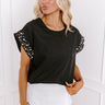 Spotlight Delight Pearl Embellished Top in Black Image - 1