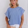 Spotlight Delight Pearl Embellished Top in Airy Blue Image - 1