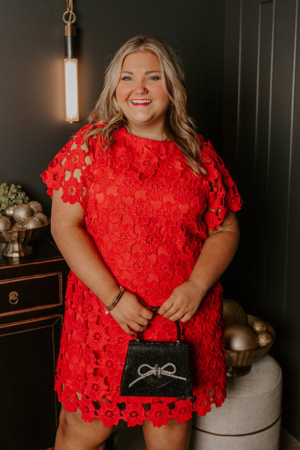 Dainty Darling Crochet Mini Dress in Red Curves Image - 5