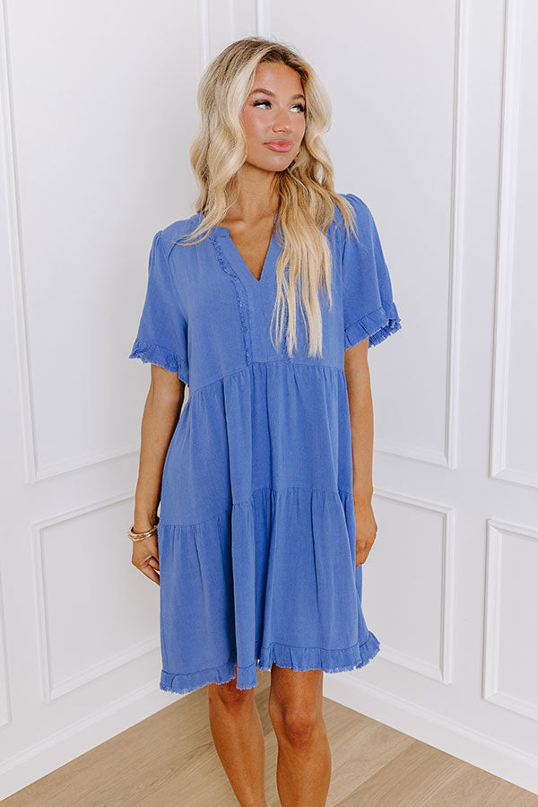 Simple Life Linen-Blend Mini Dress in Dark Periwinkle Image - 3