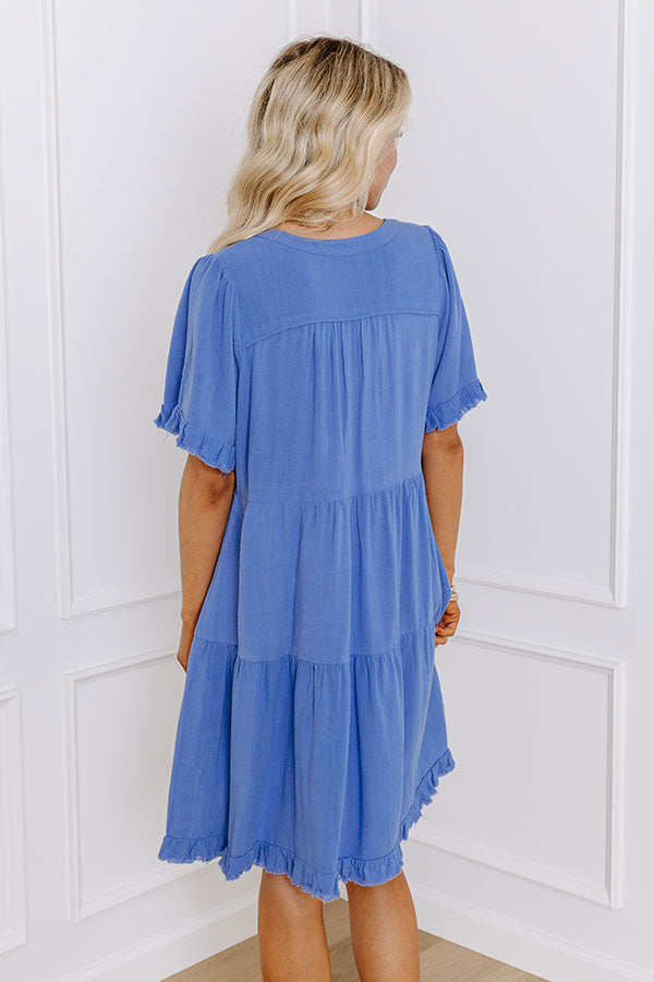 Simple Life Linen-Blend Mini Dress in Dark Periwinkle Image - 5