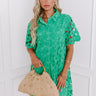 Sunshine Sunday Crochet Mini Dress in Emerald Image - 1