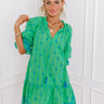 Charleston Stroll Embroidered Mini Dress in Kelly Green Image - 1