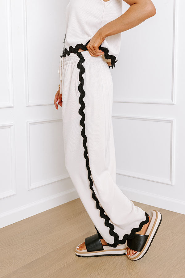 Urban Chic High Waist Wide Leg Pants in Cream Image - 3