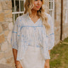 Boho Charm Floral Top in Sky Blue Image - 1