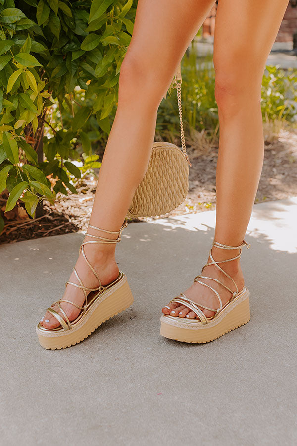 The Abigail Metallic Lace Up Wedge Image - 4