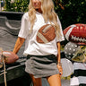Kickoff Cutie Embroidered Oversized Tee in White Image - 1