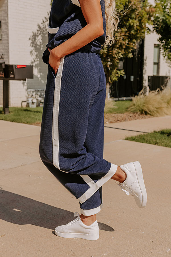 Modern Metropolis High Waist Wide Leg Pants in Navy Image - 3